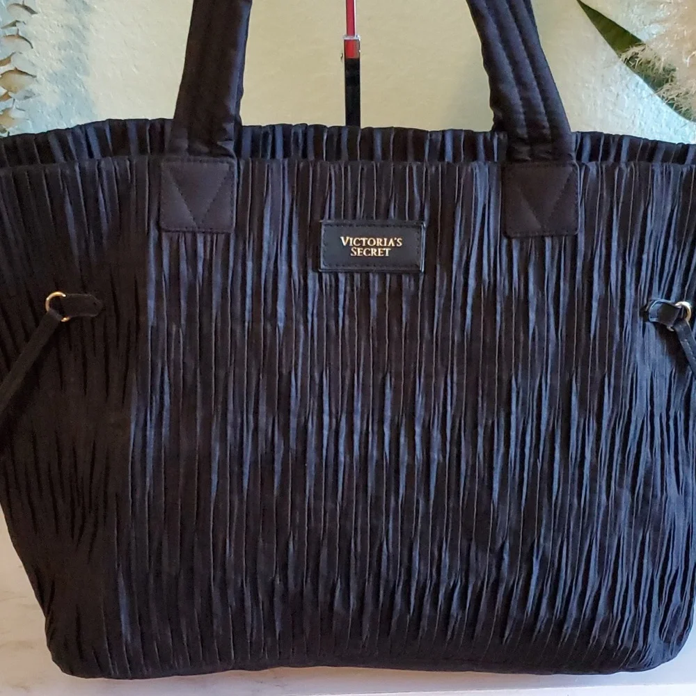 Victoria Secret black ruffles large tote bag